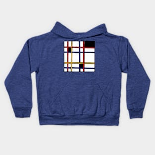 Mondrian Inspired Linework Geometric Abstract Acrylic Painting II Kids Hoodie